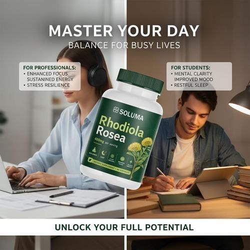 Soluma Rhodiola Rosea, 400mg Per Serving With Bioperine, 60 Capsules 1-3 pack