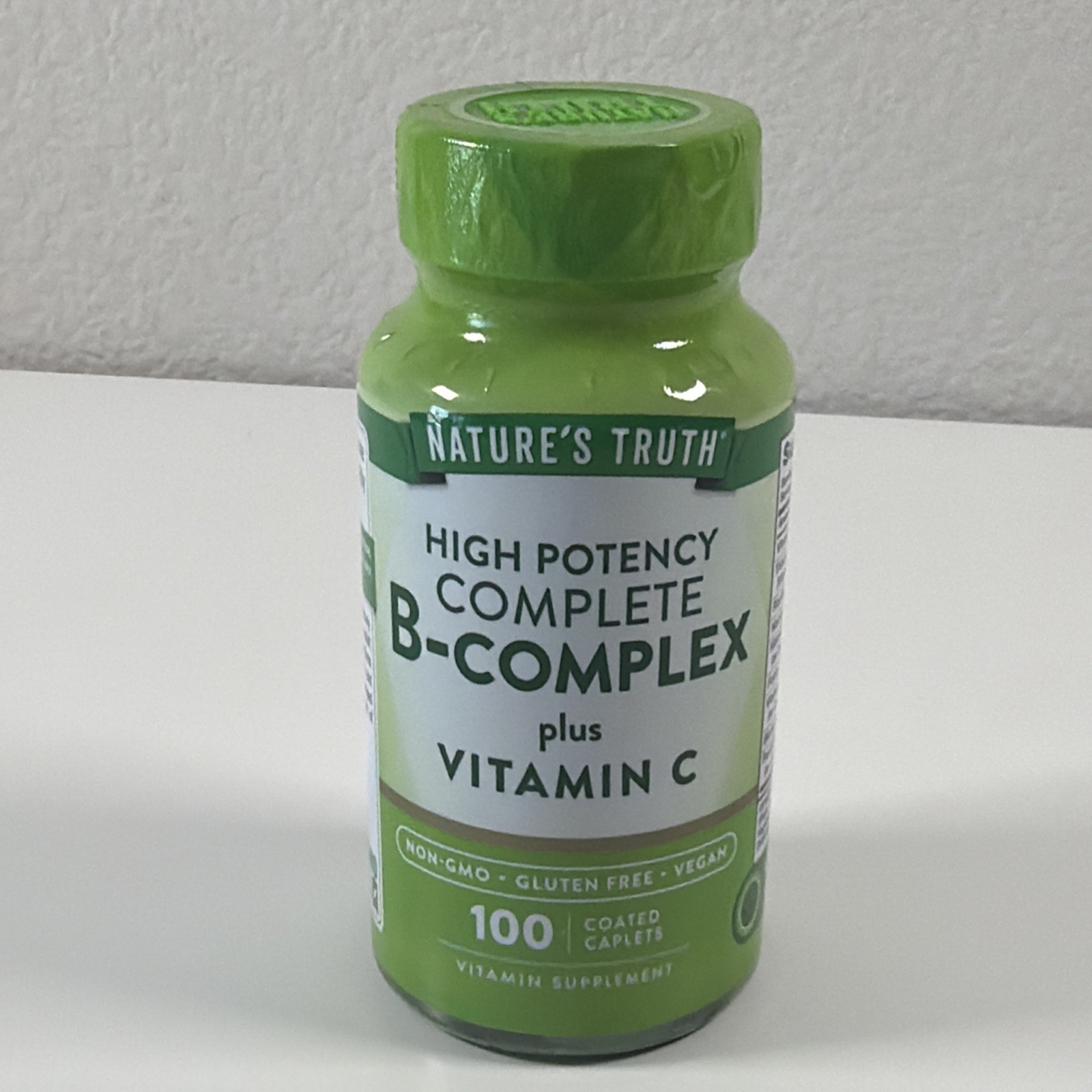 High Potency Vegan B Complex Vitamins 100 Count Coated Caplets Non GMO 10/2027
