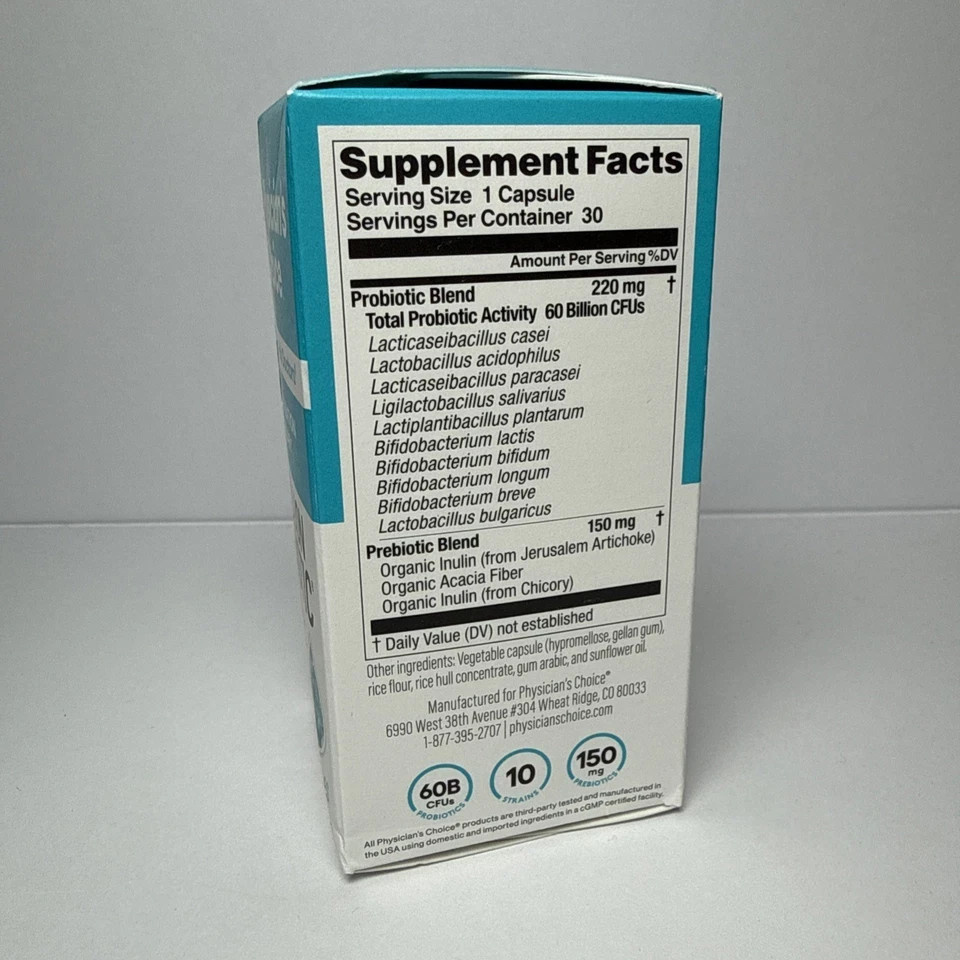 2bottles Physician’s Choice 60 Billion Probiotic 30 veg capsules Exp 2027+