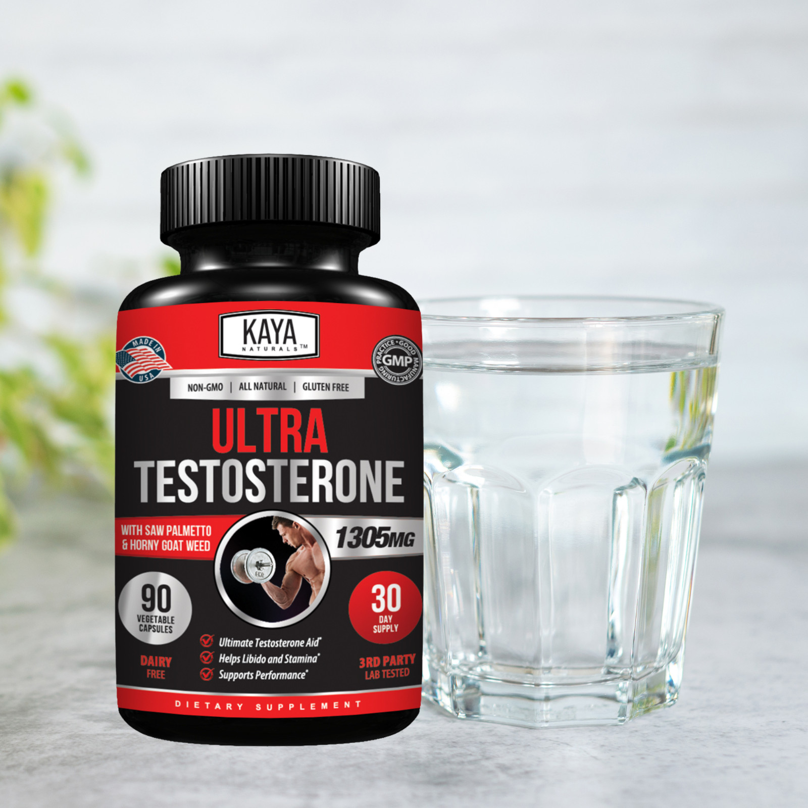 Natural Testosterone Booster 90ct Magnesium Zinc Tribulus Horny Goat Weed