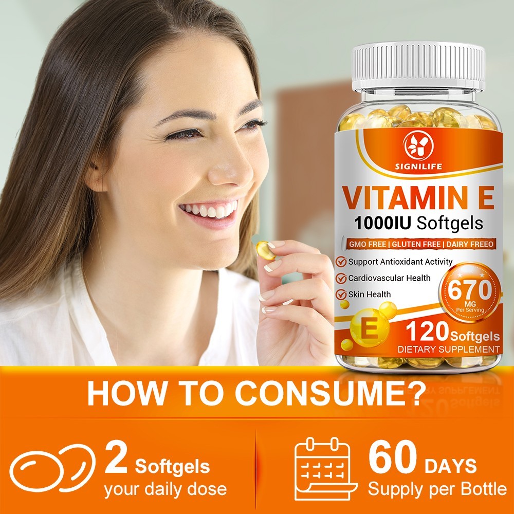 Vitamin E 1000IU Mixed Tocopherols Natural Antioxidant for Skin & Immune Support