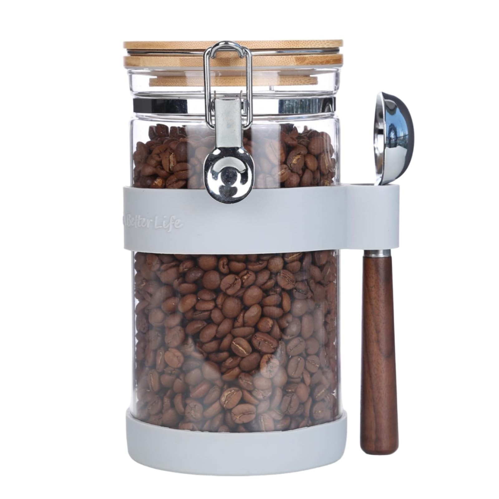 Airtight Clear Glass Coffee Bean Storage Container with Scoop,40oz (1200ML) G…