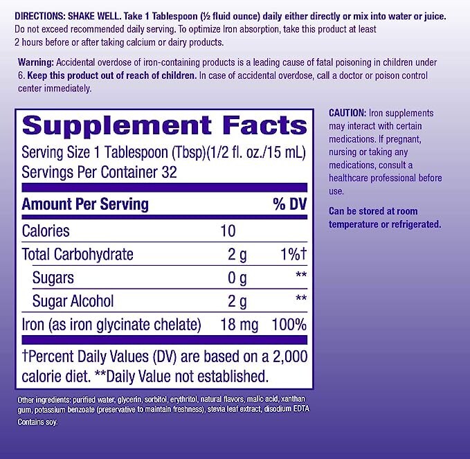 Liquid Mineral Supplement, Iron, Natural Berry, 16 Ounce