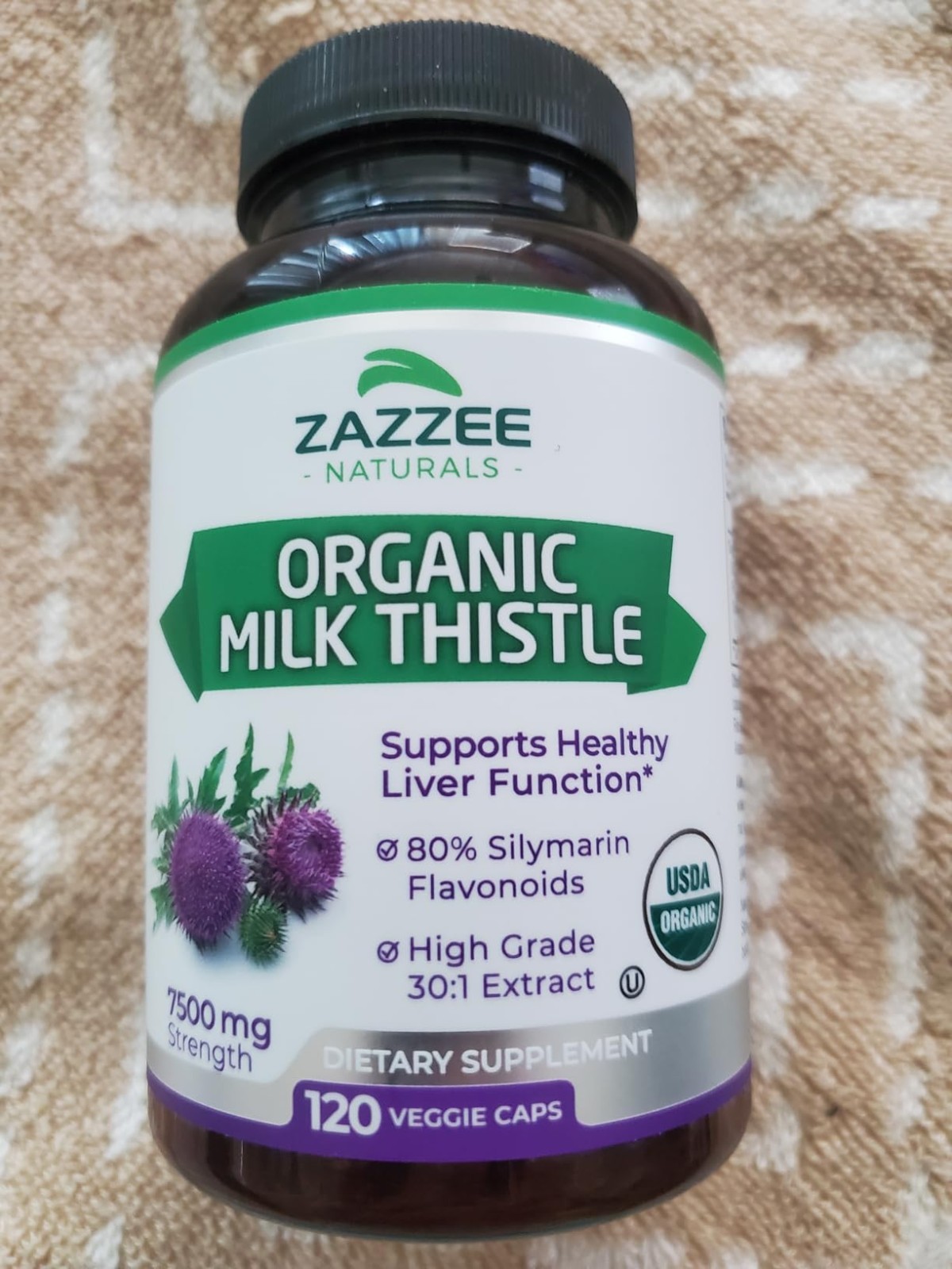 Zazzee Organic Milk Thistle: 30:1 Extract, 80% Silymarin, 120 Vegan Caps, USA Ma