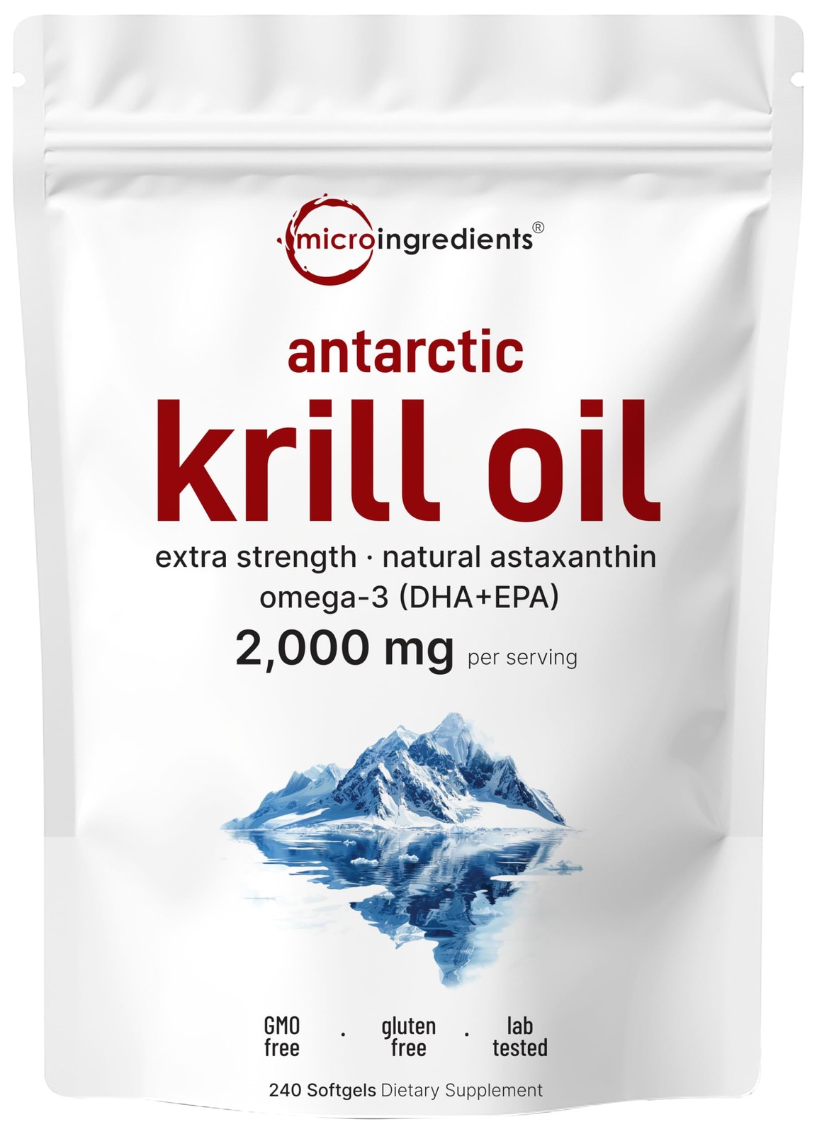Antarctic Krill Oil Supplement 2,000mg Per Serving, 240 Softgels | Omega-3 EP…
