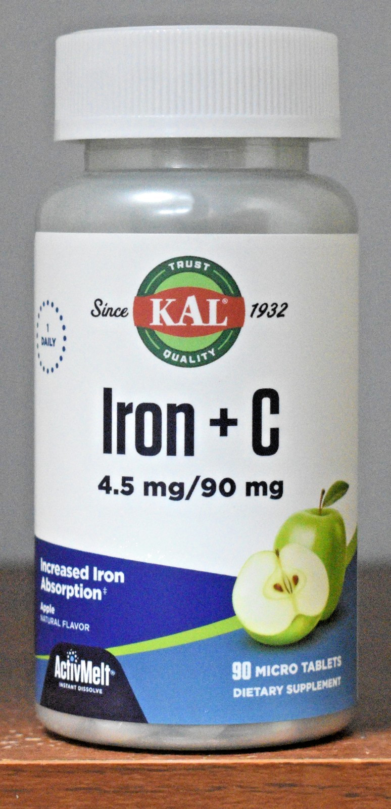 KAL Iron + C 4.5 mg/90 mg ActivMelt 90 Micro Tablets Apple Flavor