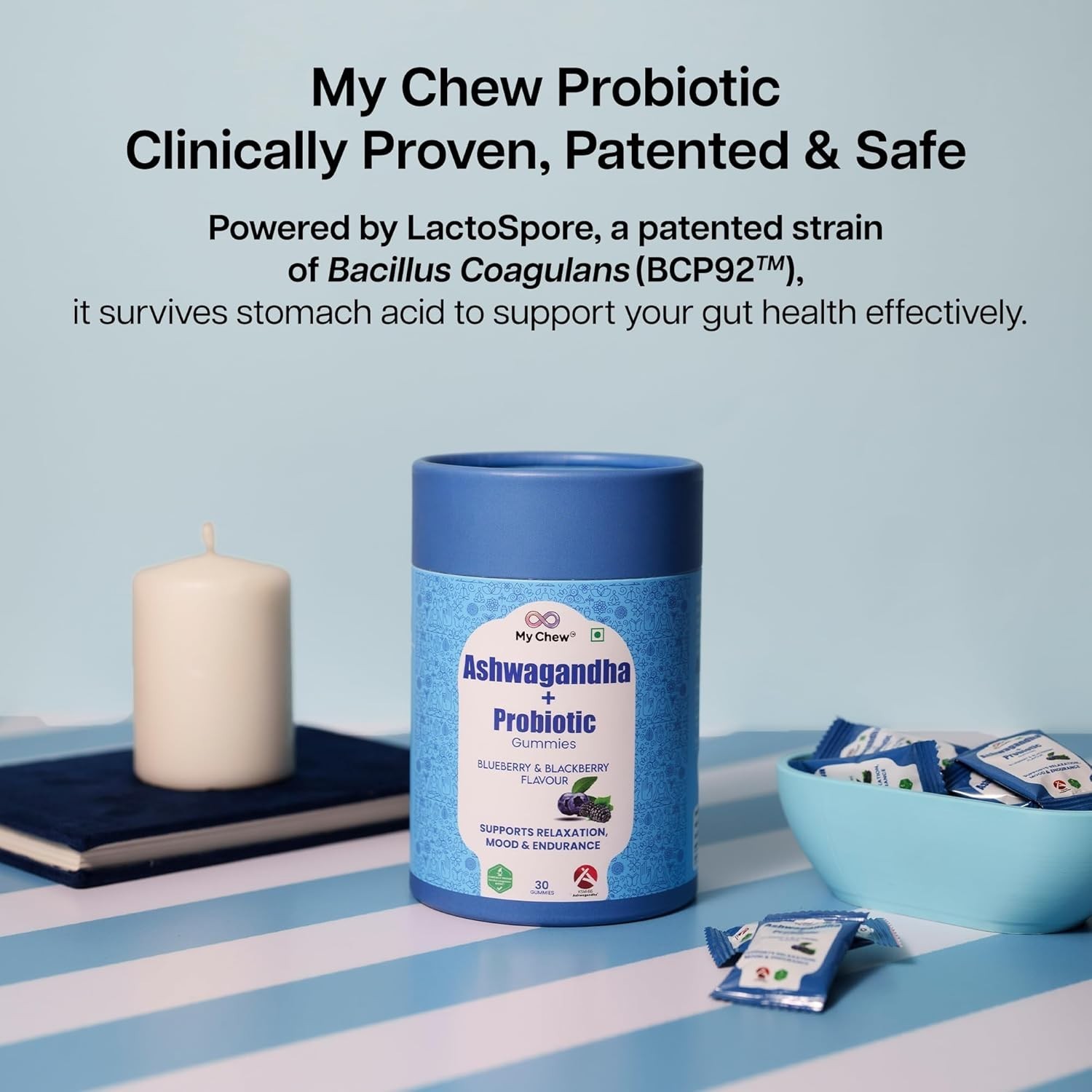 3 Pack My .Chew Ashwagandha Probiotic Gummies 90Ct