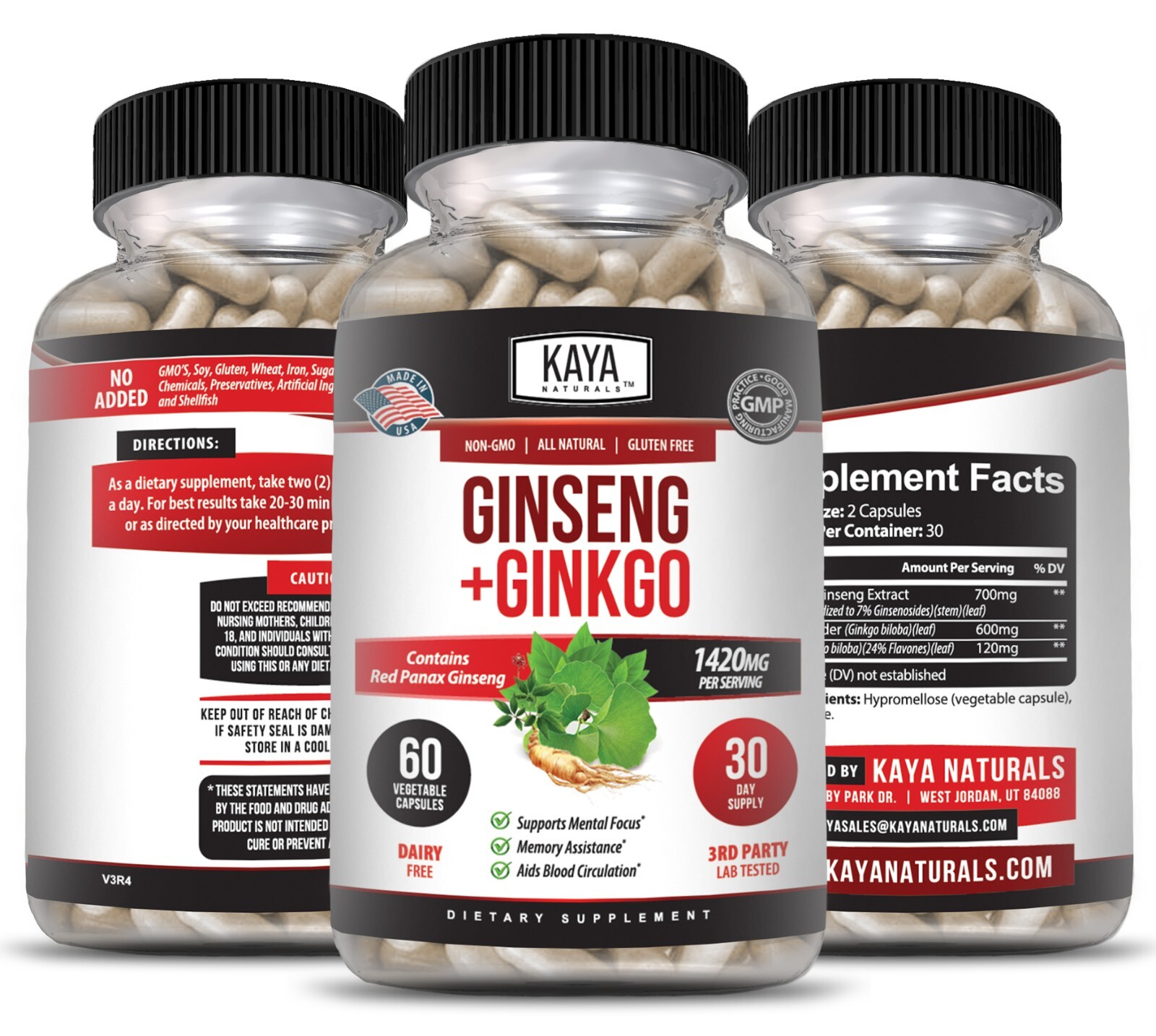 Ginseng + Ginkgo Biloba for Brain Function, Blood Circulation, Anti Inflammation