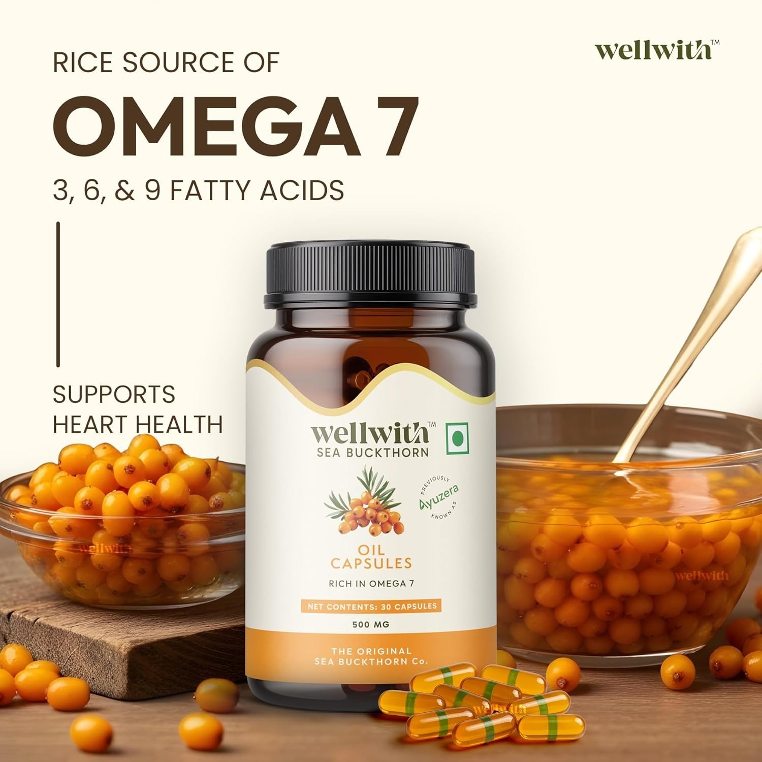 Wellwith Sea Buckthorn Berry Oil 30 Capsule Himalayan Sea buckthorn Capsules
