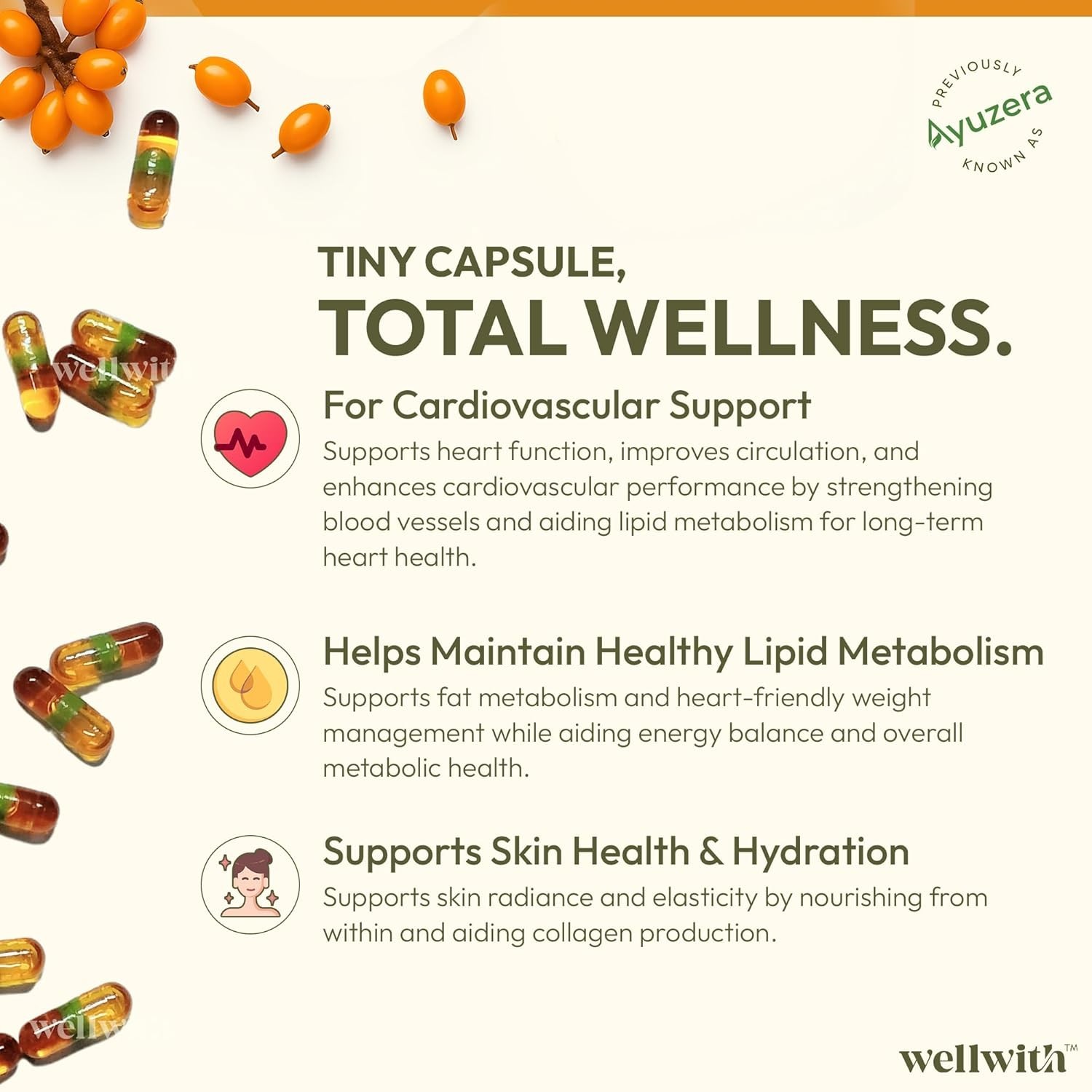 Wellwith Sea Buckthorn Berry Oil 30 Capsule Himalayan Sea buckthorn Capsules
