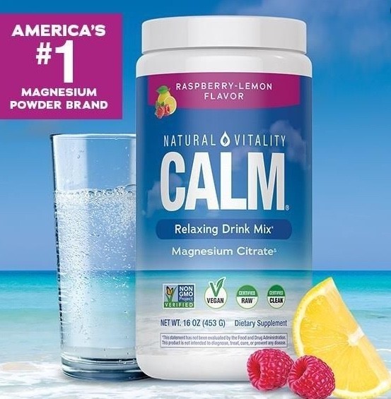Natural Vitality Calm Magnesium Citrate Relaxing Drink Mix Raspberry-Lemon Flavo