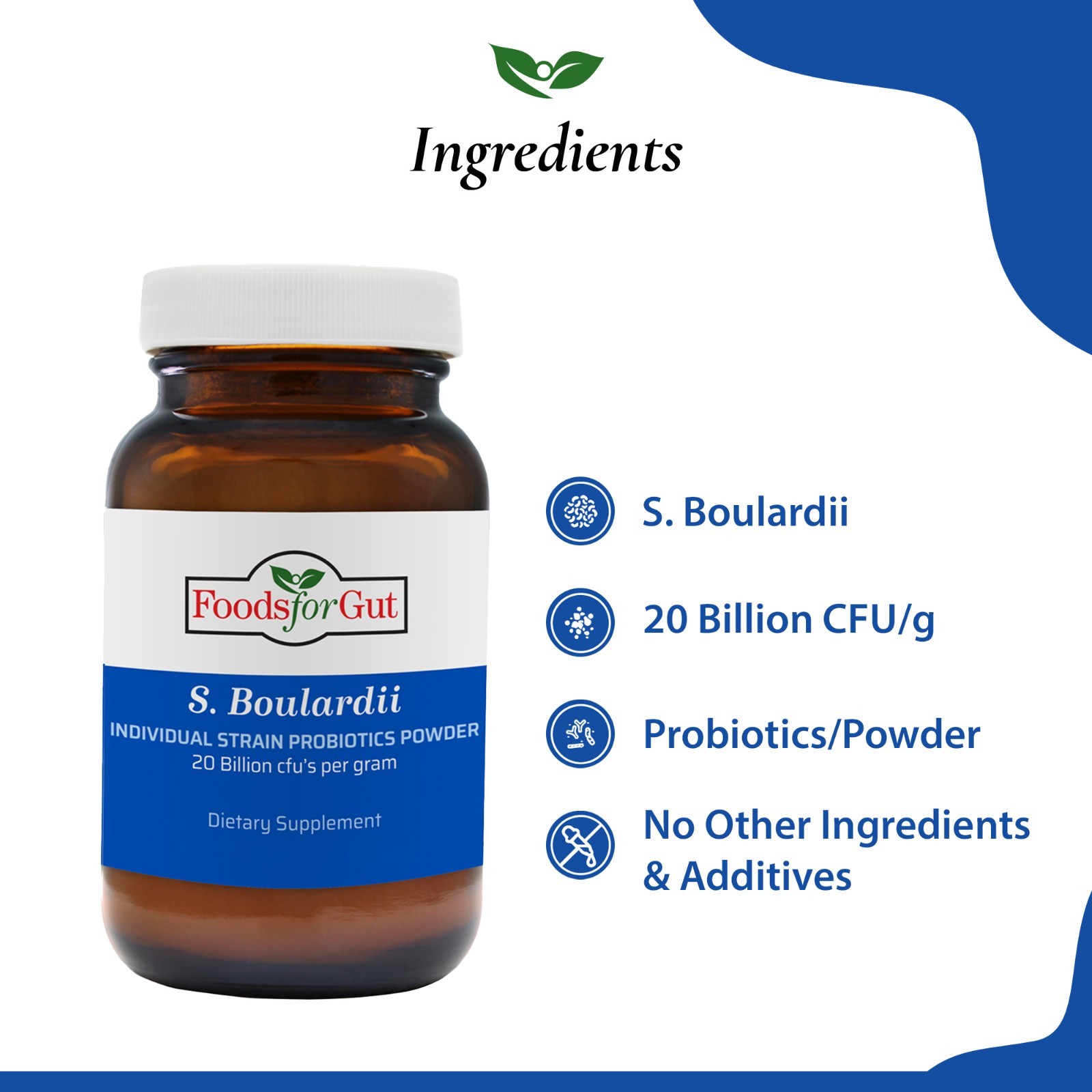 Saccharomyces Boulardii Probiotic Powder 20B CFU | Bottled in USA|No Additives