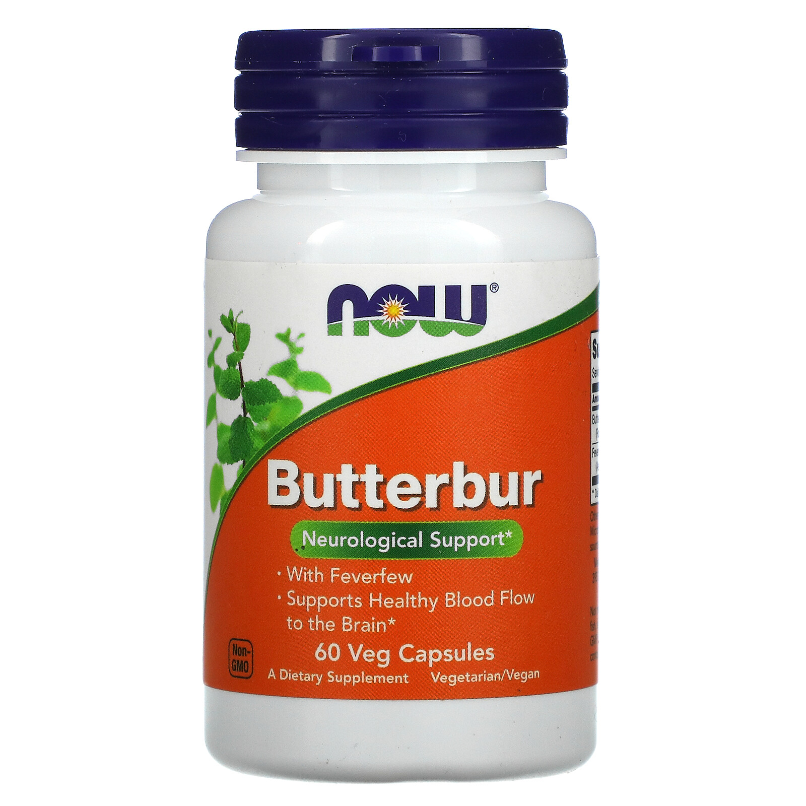 Now Foods Butterbur 60 Veg Capsules GMP Quality Assured, Vegan, Vegetarian