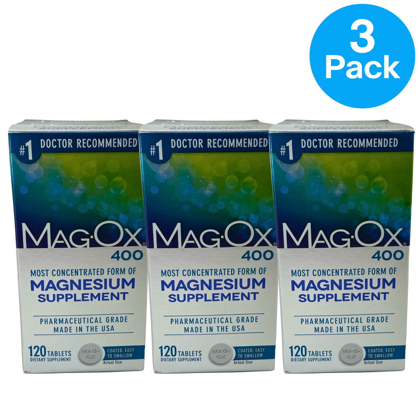 Mag-Ox 400 Most Concentrated Form of Magnesium Supplement 120 Tablets 3 Pack New