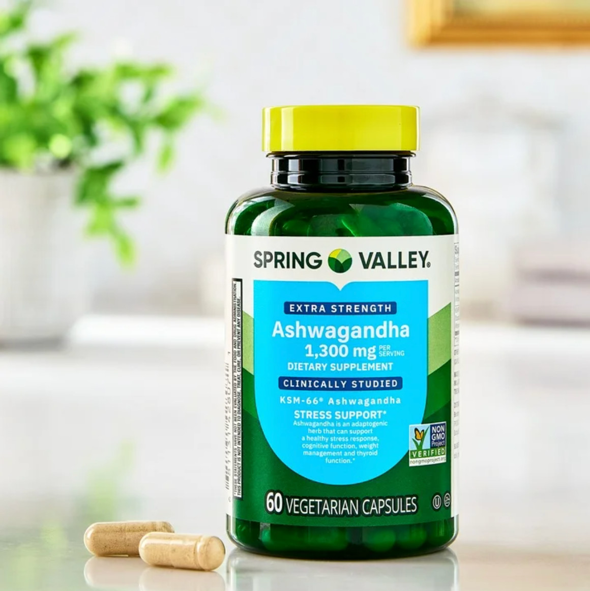 3 Pack Ashwagandha 1300 mg KSM-66 Spring Valley 180 Veg Caps