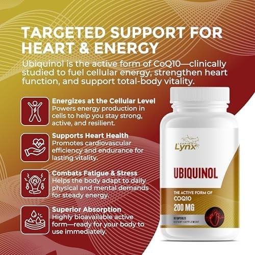 Ubiquinol CoQ10 200mg – High Absorption Active Coenzyme Q10 Supplement for Heart