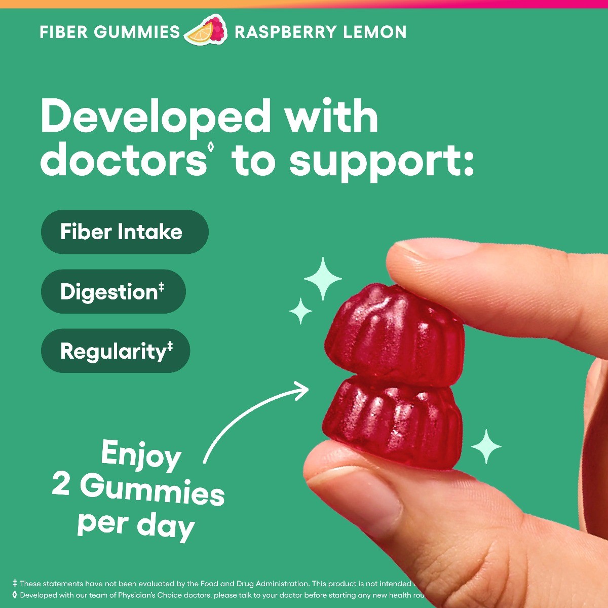 Physician’s Choice Fiber Gummies,Digestive Wellness & Regularity, Vegan Sugar-Fr