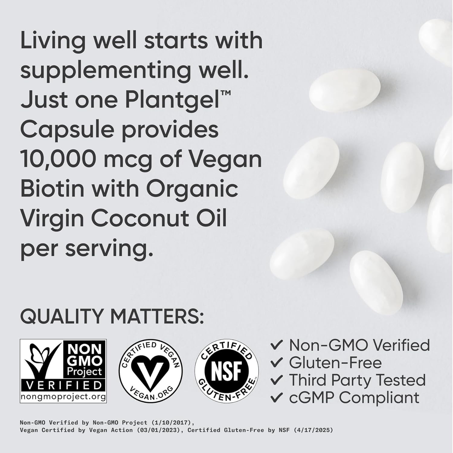 Biotin 10,000mcg with Organic Coconut Oil – Biotin Vitamin B7 for Healthy Ski…