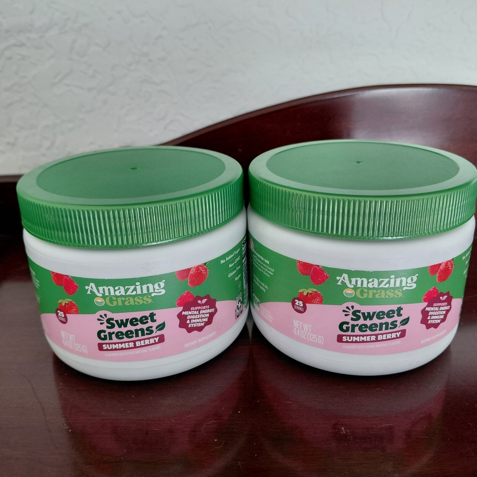 2x Amazing Grass Sweet Greens Summer Berry Superfood 4.4oz 25 Serv 2Pk Exp 2/27