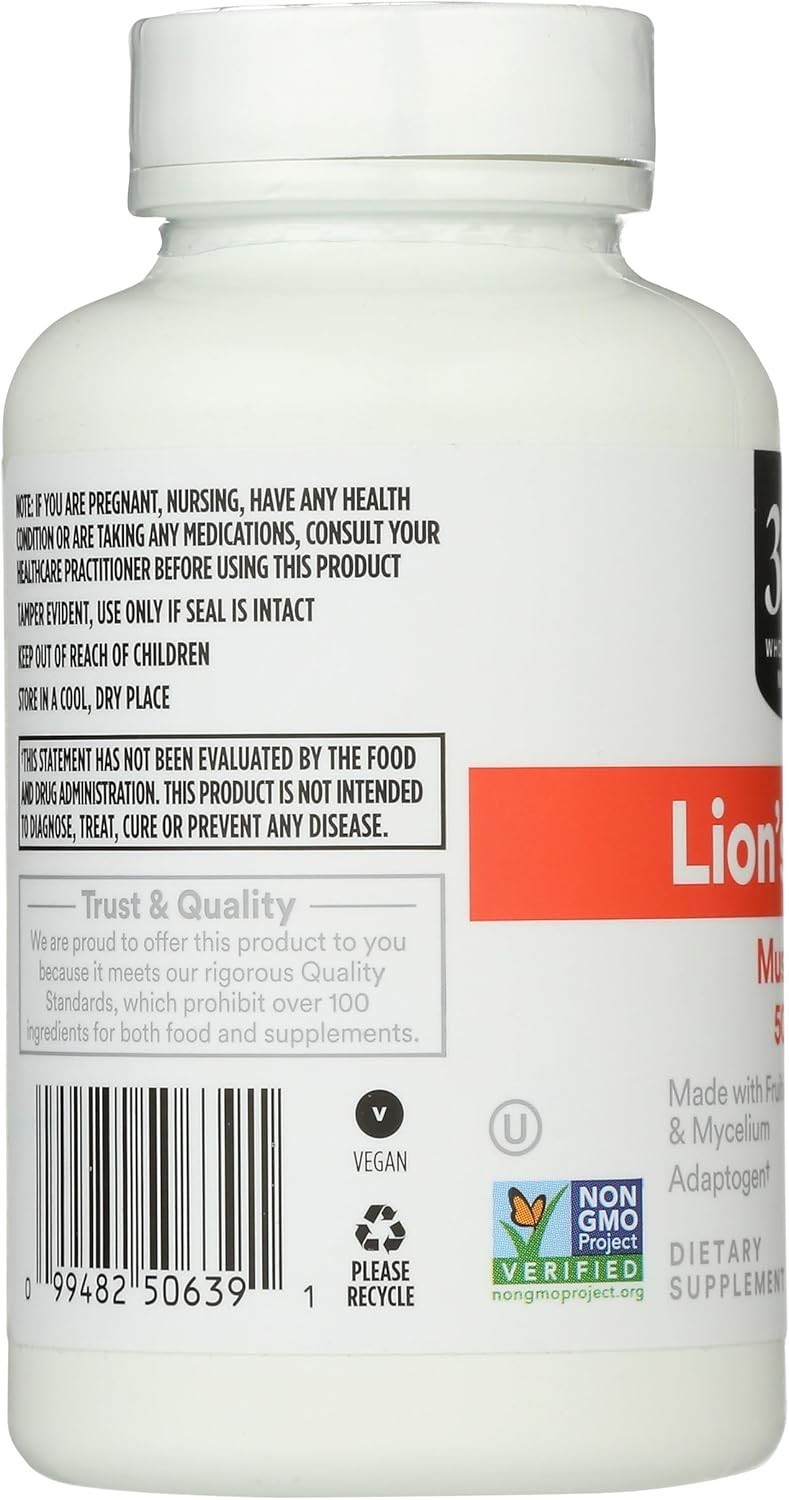 Enhance Cognitive Function with 90 Capsules of Lion’s Mane Mushroom 500mcg