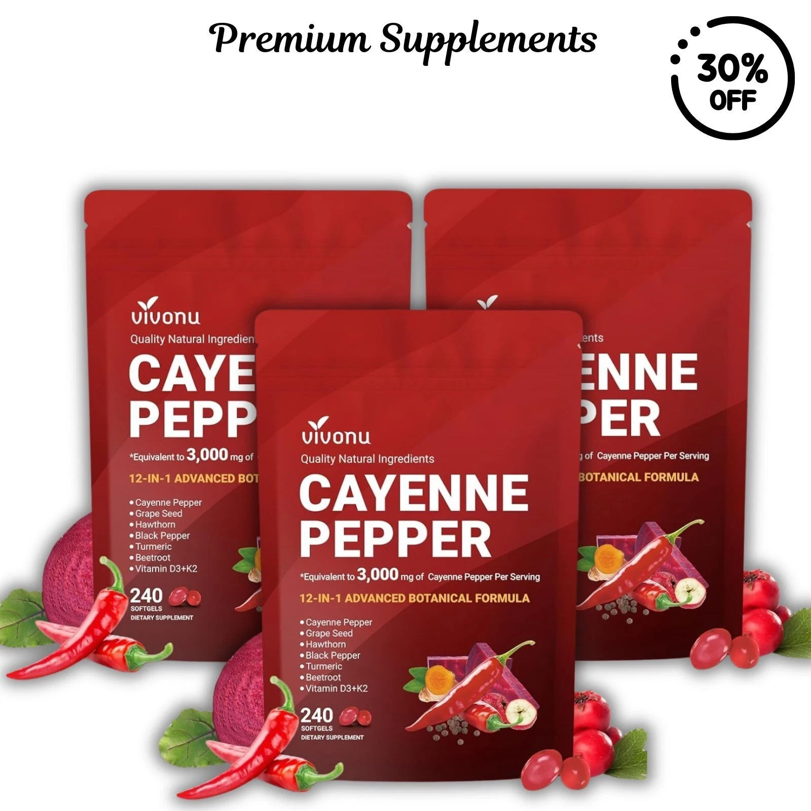 Cayenne Pepper Softgels Supplement, Supports Leg Vein- Heart and Blood Vessel US
