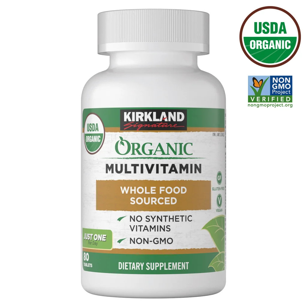 Kirkland Signature Organic Multivitamin 80 Tablets Whole Food Source Exp: 02/27