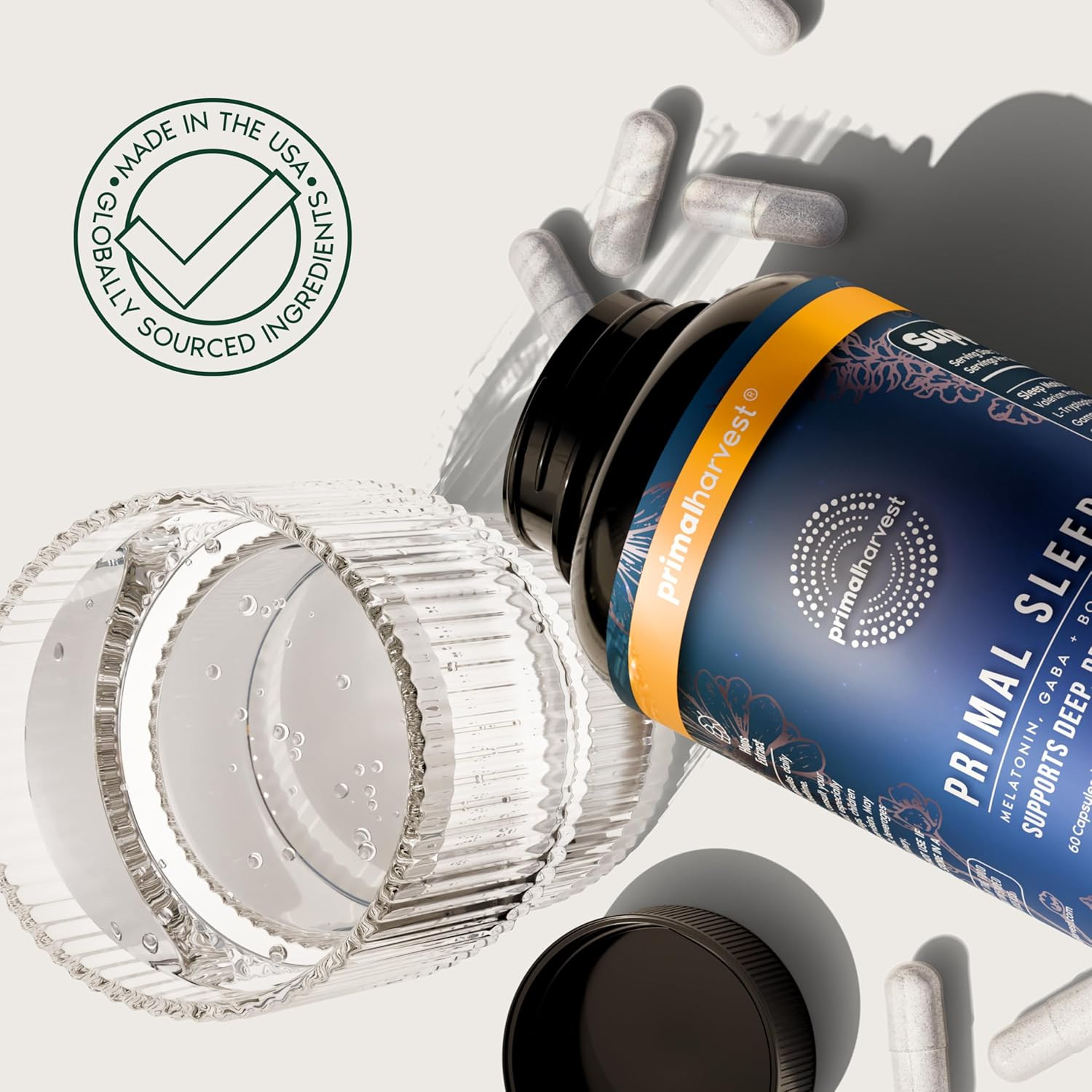 Primal Harvest Sleep Capsules 2 Pack Melatonin Valerian GABA 120Ct Support