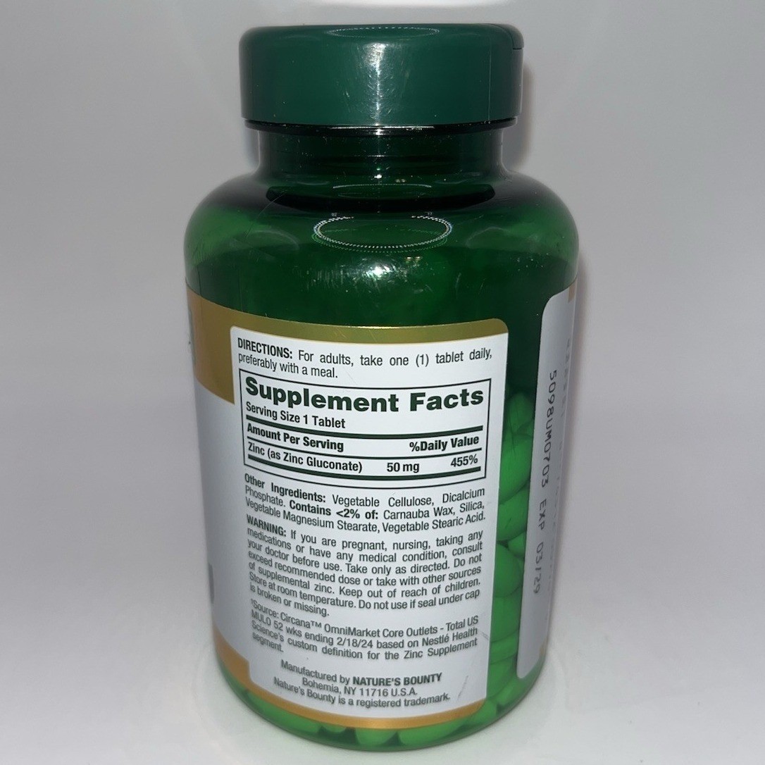 Nature’s Bounty Zinc 50mg Immune Support & Antioxidant Supplement 250 Count