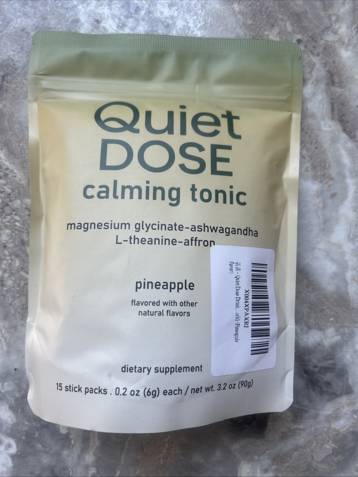 Quiet Dose Calming Tonic Pineapple 15 Sticks Magnesium Ashwagandha LTheanine
