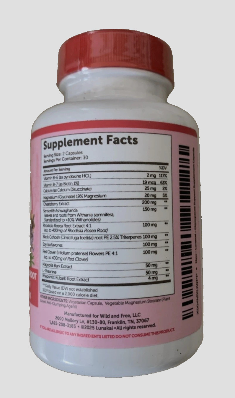 Lunakai Natural Menopause Supplements for Women 13-in-1 Relief EXP 10/28