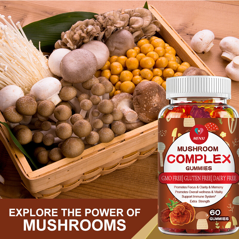 60Pcs Mushroom Extract Complex Gummies Nootropic Brain Booster For Focus, Memory