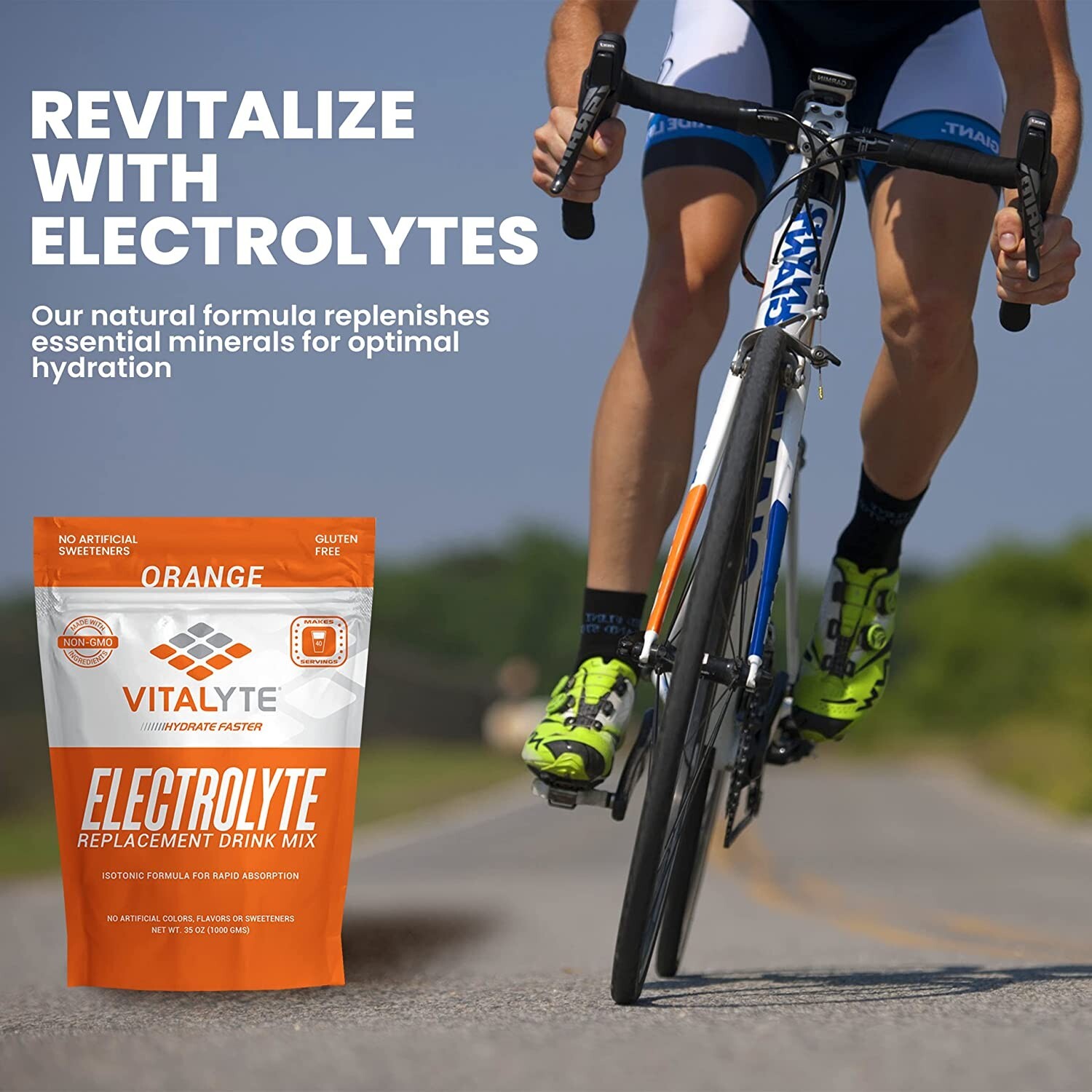 Vitalyte Electrolyte Powder, 35 oz, 40 Servings Per Container – Orange