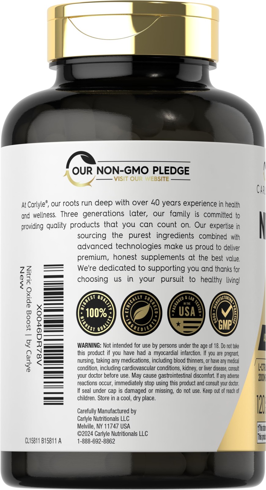 Nitric Oxide Supplement 3000mg | 120 Capsules | with L-Arginine & L-Citrulline |