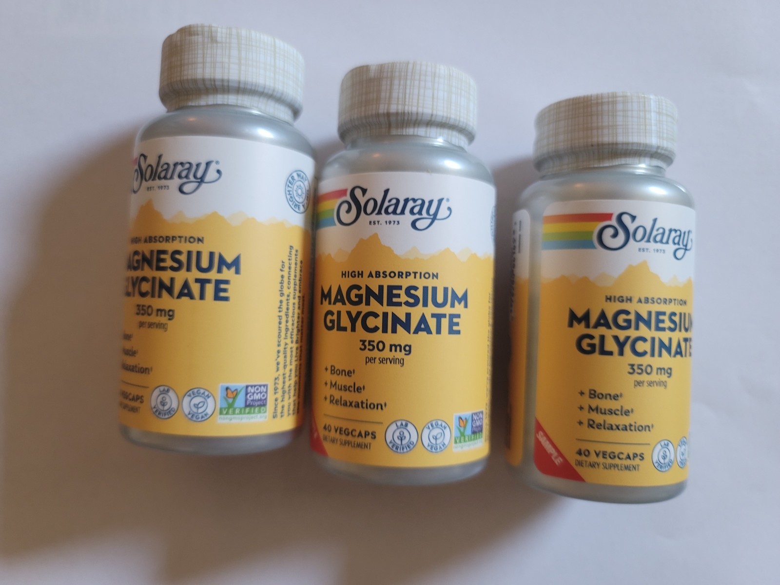 3x New Sealed Solaray Magnesium Glycinate 350 mg, 40 VegCaps(120) exp: 10/28