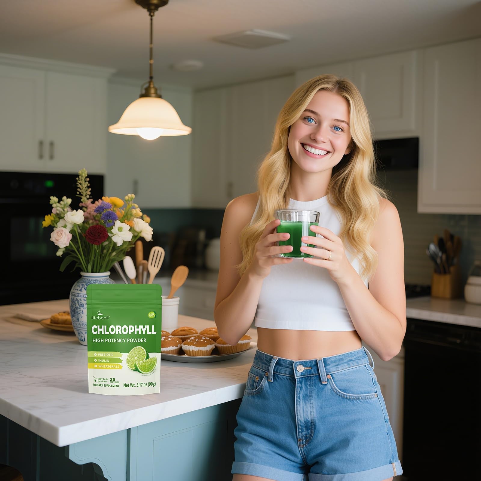 Lifebooil Chlorophyll Powder, 120mg Clorofila for Drinking – Supports Alkaliz…