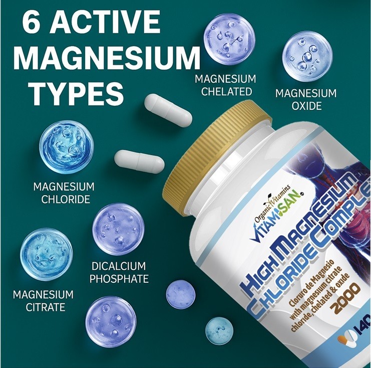 Magnesium Chloride (Cloruro de Magnesio) 2000 mg 280 capsules- 2 bottles