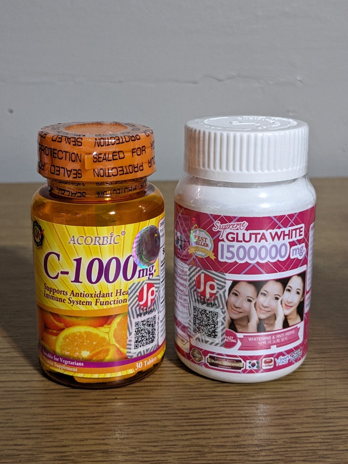Authentic Acorbic Vitamin C- 1000mg And Supreme Gluta White Softgels. 1 Pc Each