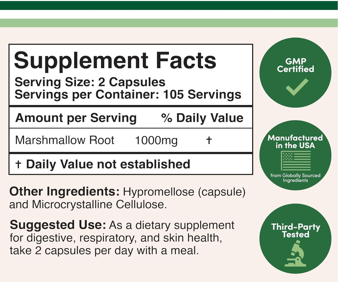 Marshmallow Root Capsules | 1000mg | 210 Count | Non-GMO | Gluten Free – NEW