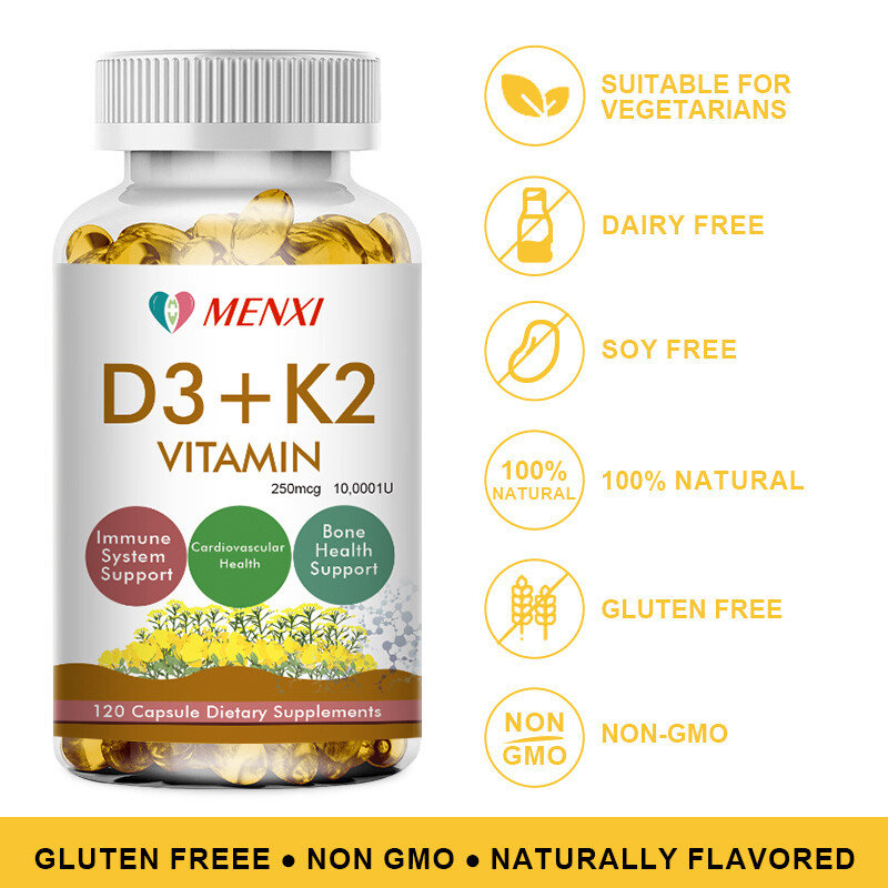 Vitamin D3 with K2 D3 10000IU and K2 250mcg High Strength 3* 120 Vegan Capsules