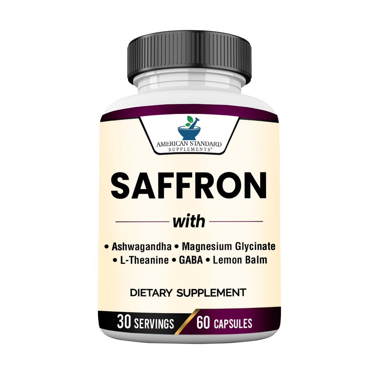 Saffron Capsules 100mg with Ashwagandha, Magnesium, L-Theanine & GABA | 60 Caps