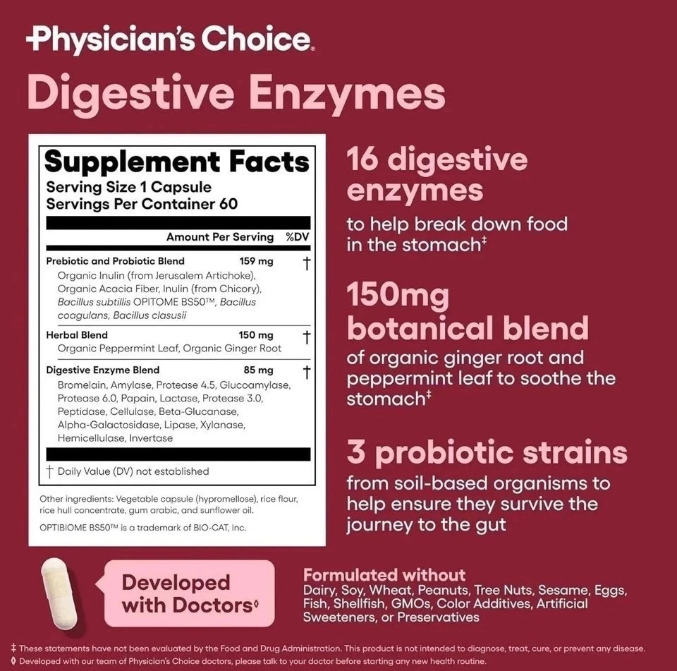 Physician’s Choice 60 Billion Probiotic & Enzyme Complex – 2‑Pack Bundle – Advan