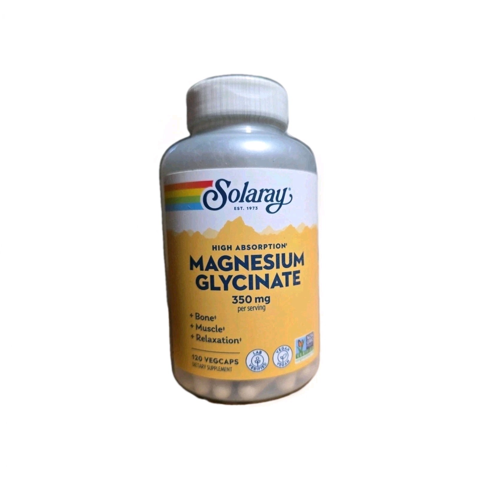 Solaray Magnesium Glycinate 350 mg 120 VegCaps Higher Absorption Exp: 11/2028