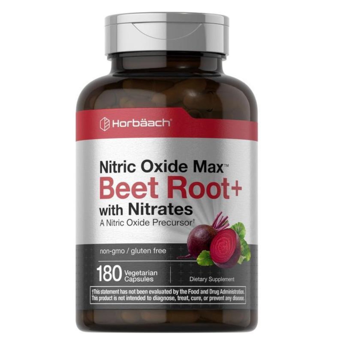 Horbaach Nitric Oxide Max Beet Root Capsules, 180ct, Vegetarian