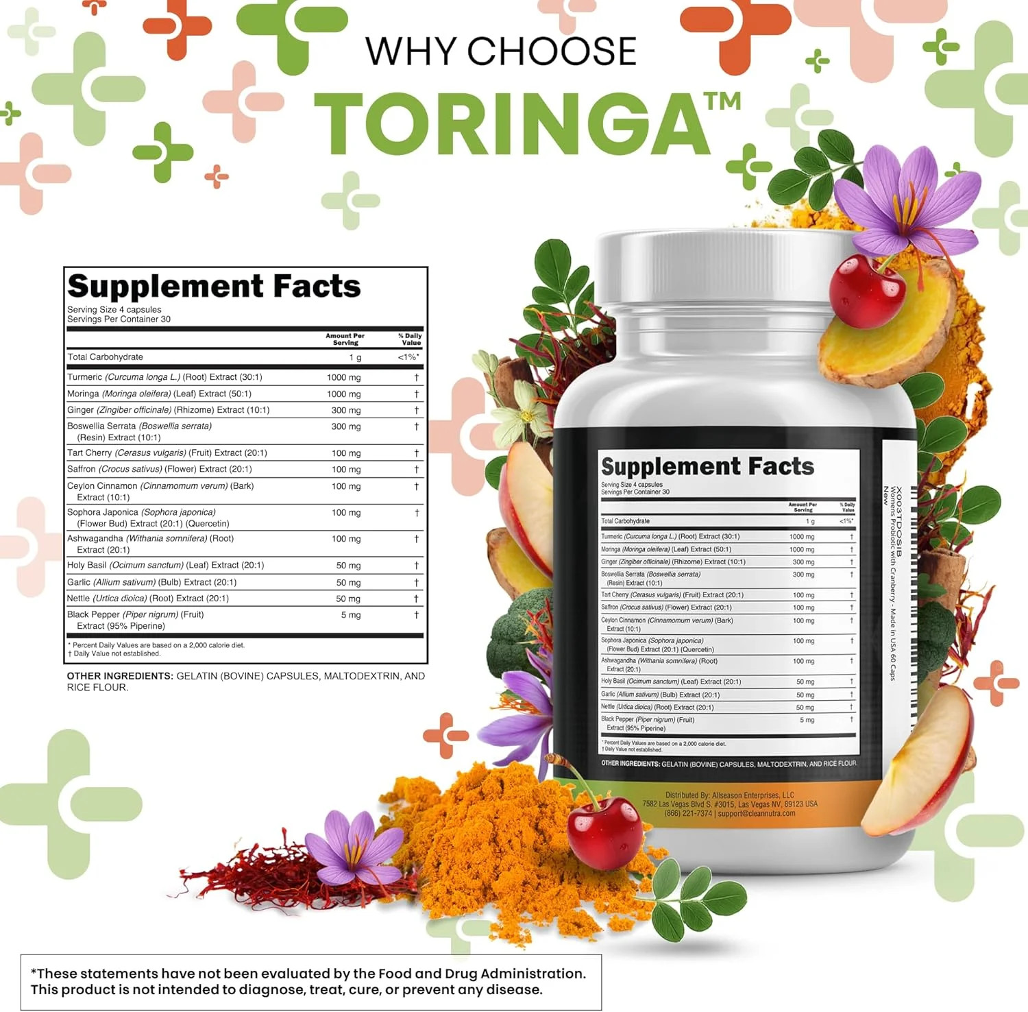 Turmeric Moringa Supplement | Ginger Boswellia Saffron – Supplement for Women an