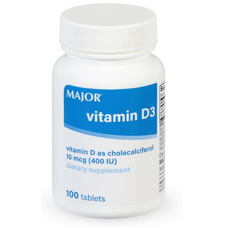 Vitamin D3 400 IU 10mcg with Calcium 25mg Bone Immune Health Supplement 100 Tabs