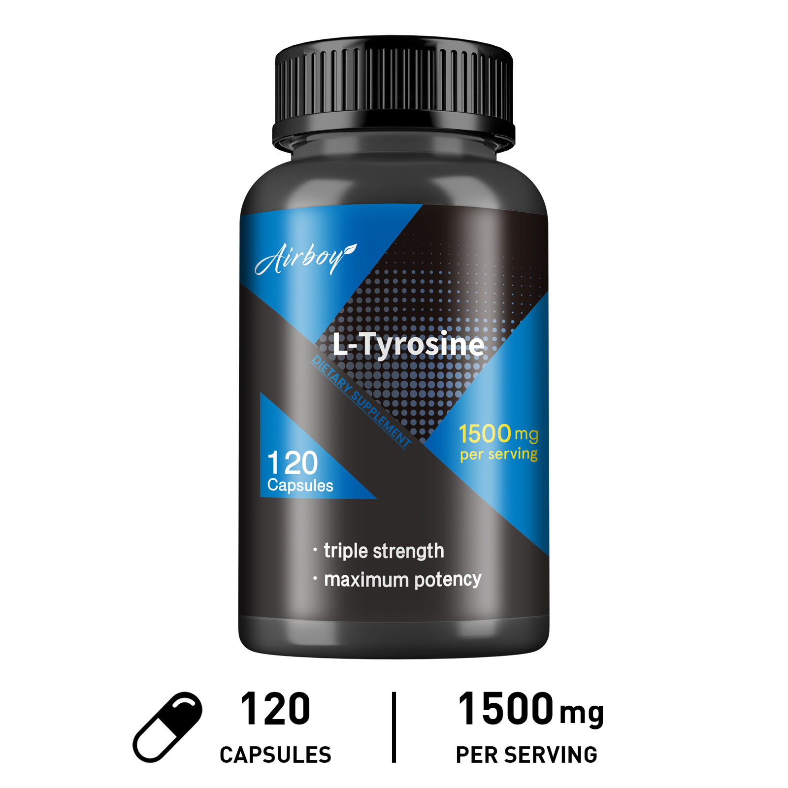 120pcs L-Tyrosine 1500mg -Boost Metabolism and Mood, Energy and Immune Support
