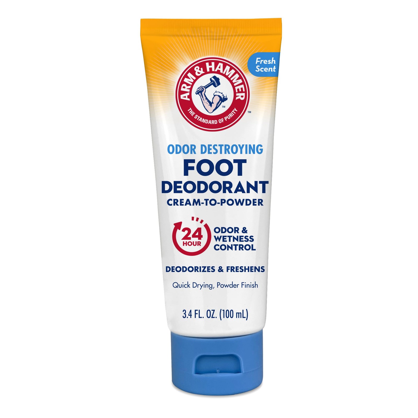 Arm & Hammer Cream to Powder Foot Deodorant, 24 Hour 3.4 Fl Oz (Pack of 1)