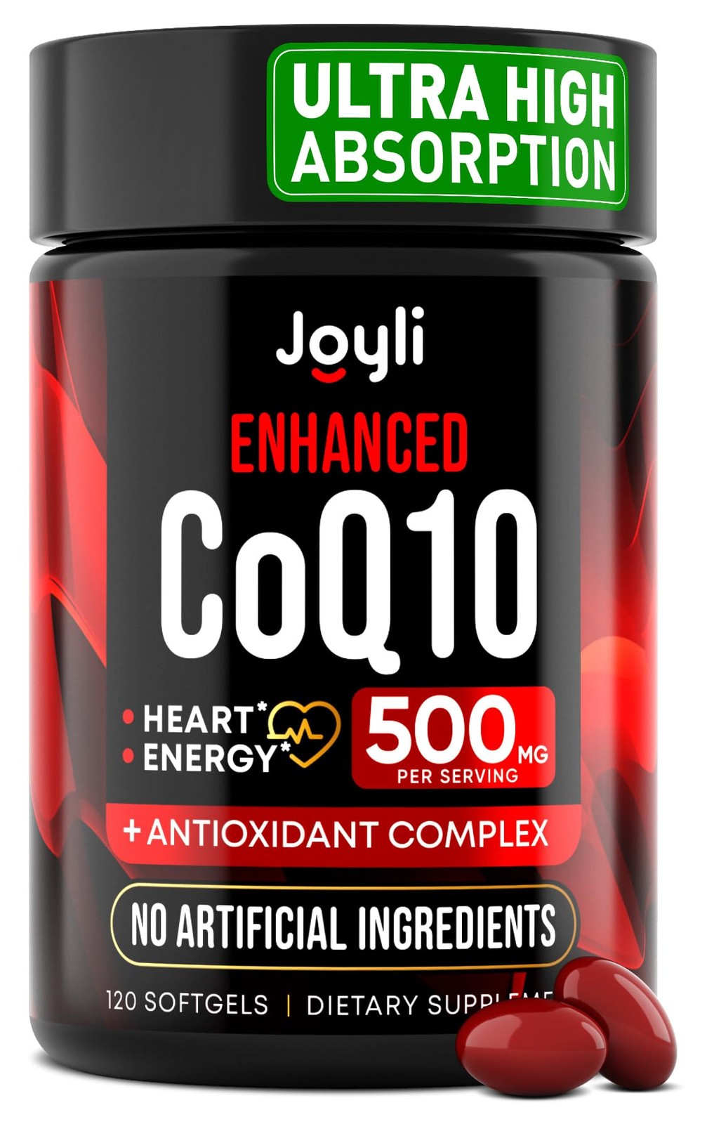 High Absorption CoQ10 500MG Co Q 10 Supplement 120 Softgels for Heart Health…