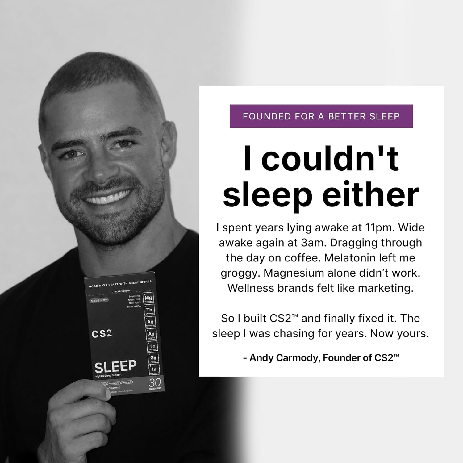 CS2 Sleep Support Drink Mix Magnesium Glycinate L-Theanine Sugar Free Berry