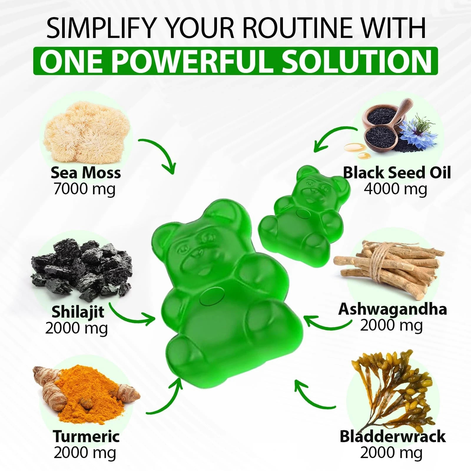 Sea Moss Gummies, Sea Moss, Bladderwrack, Ashwagandha, Burdock Root, Energy, …